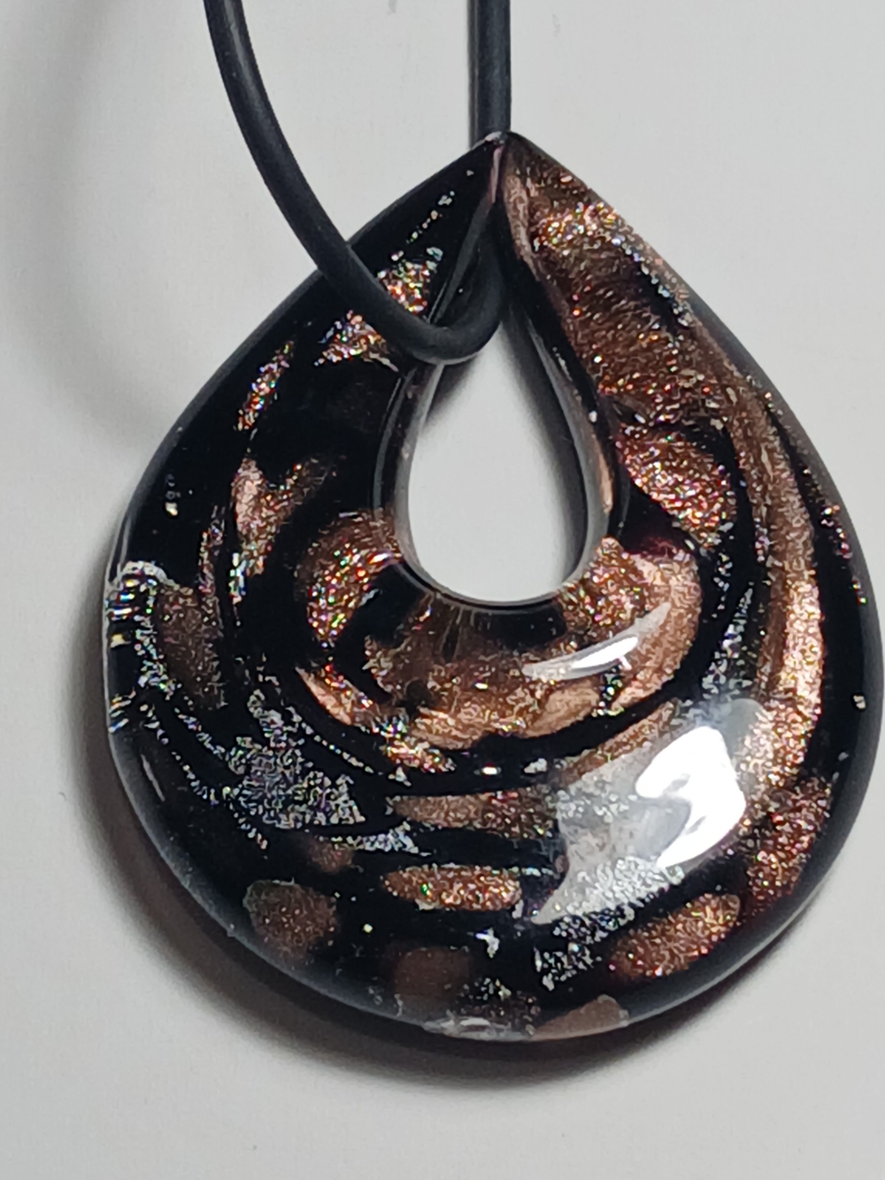 Black and Copper Teardrop Necklace Pendant - Unbranded